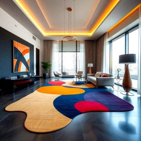 Handcrafted Organic Color Block Contemporary Area Rug
